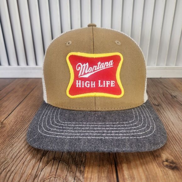 Miller High Life Arcadian Outfitters Snapback Trucker Hat Cap Brown Beer Farmer - Picture 2 of 10